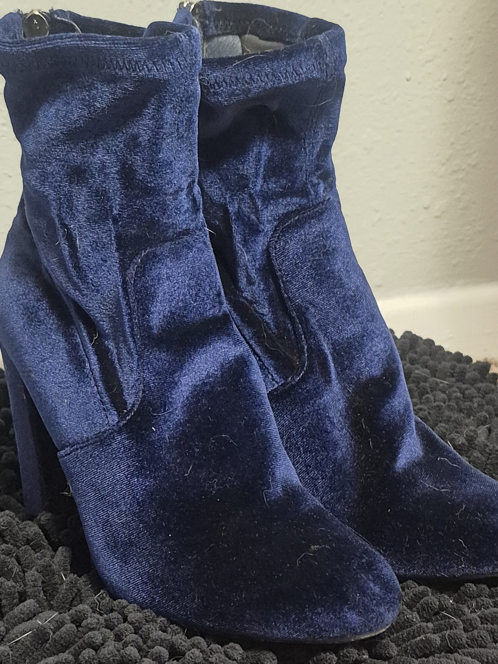 Steve Madden Women's Velvet Ankle Boots - Navy Blue
